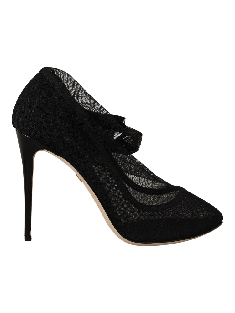 Black Stretch Tulle Stretch Boots Shoes