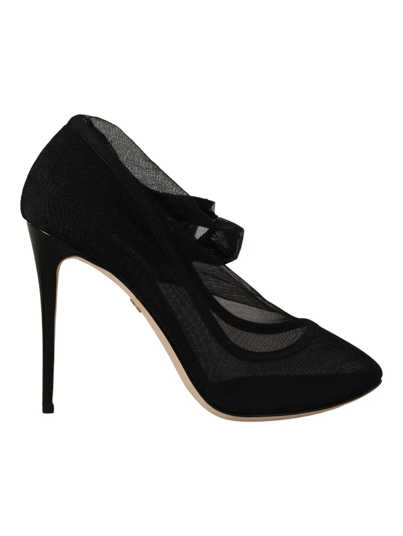 Black Stretch Tulle Stretch Boots Shoes