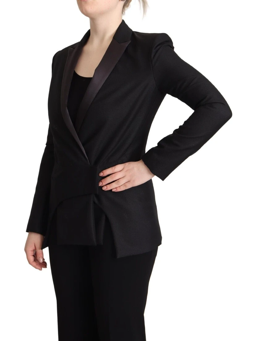 Black Long Sleeves Double Breasted Jacket