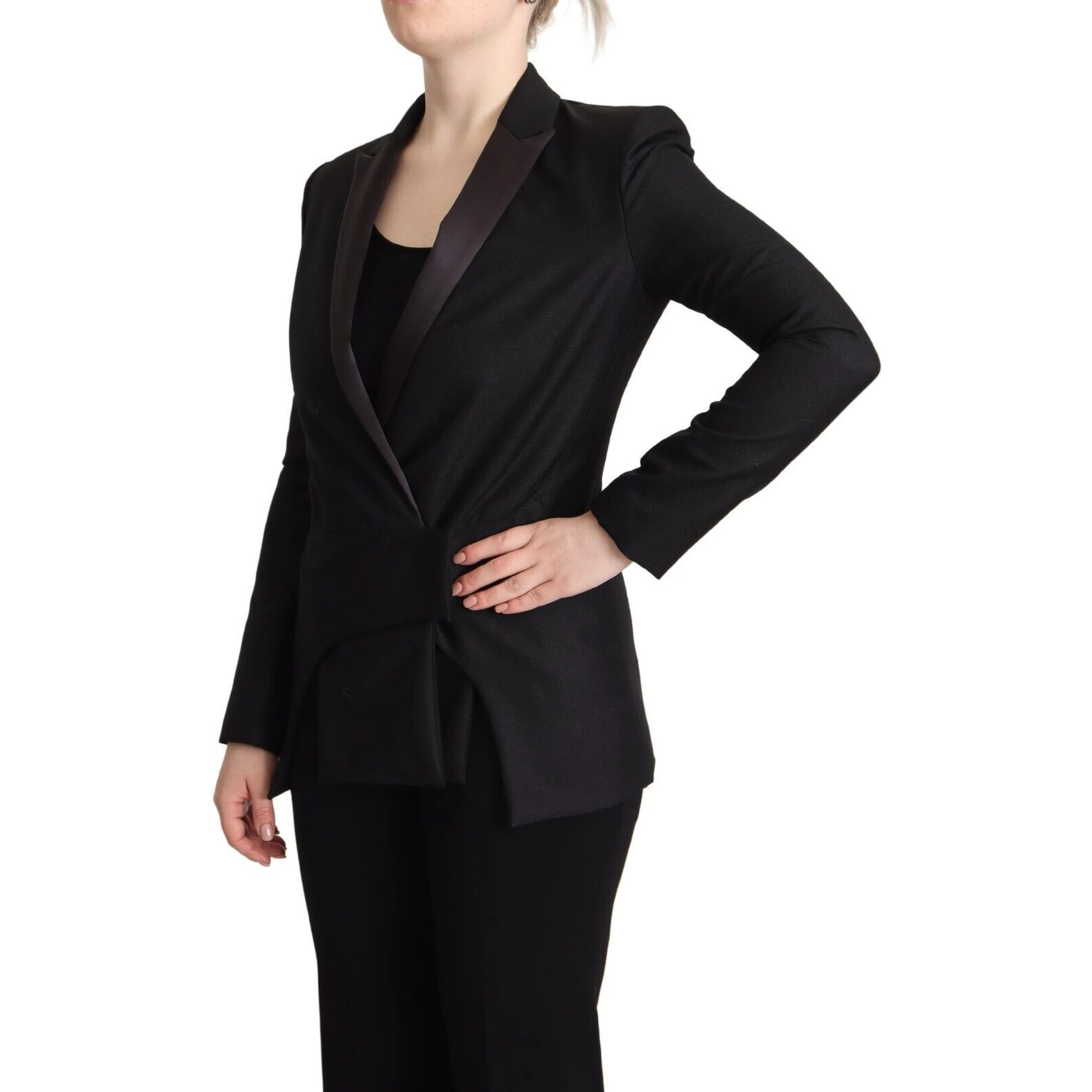 Black Long Sleeves Double Breasted Jacket