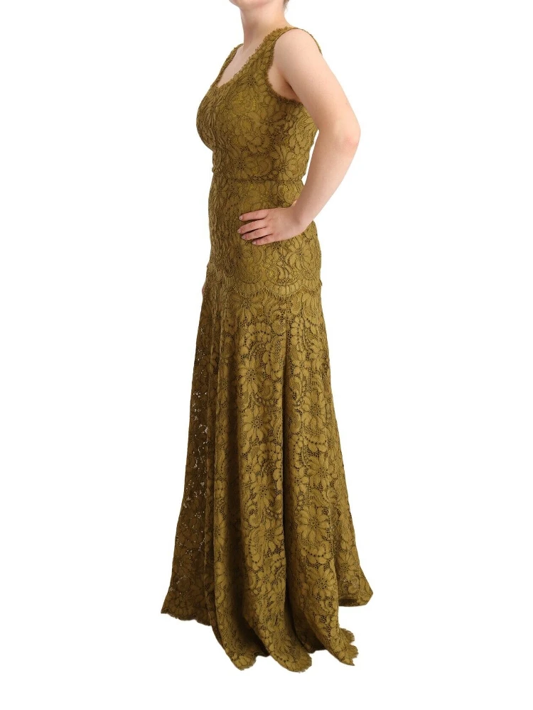 Brown Floral Lace Maxi Floor Length Dress alternative