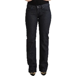 Dark Blue Cotton Stretch Low Waist Straight Denim Jeans