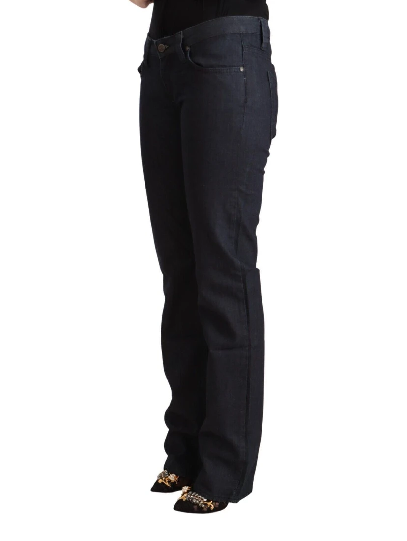 Dark Blue Cotton Stretch Low Waist Straight Denim Jeans
