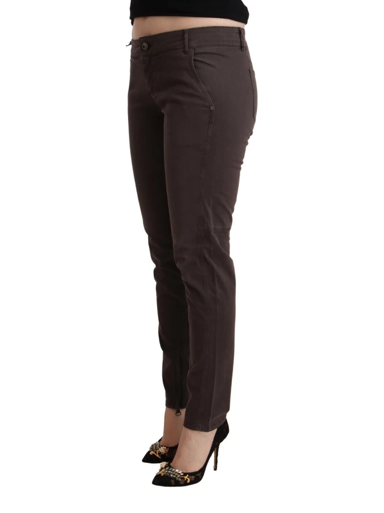 Brown Cotton Low Waist Slim Fit Pants alternative