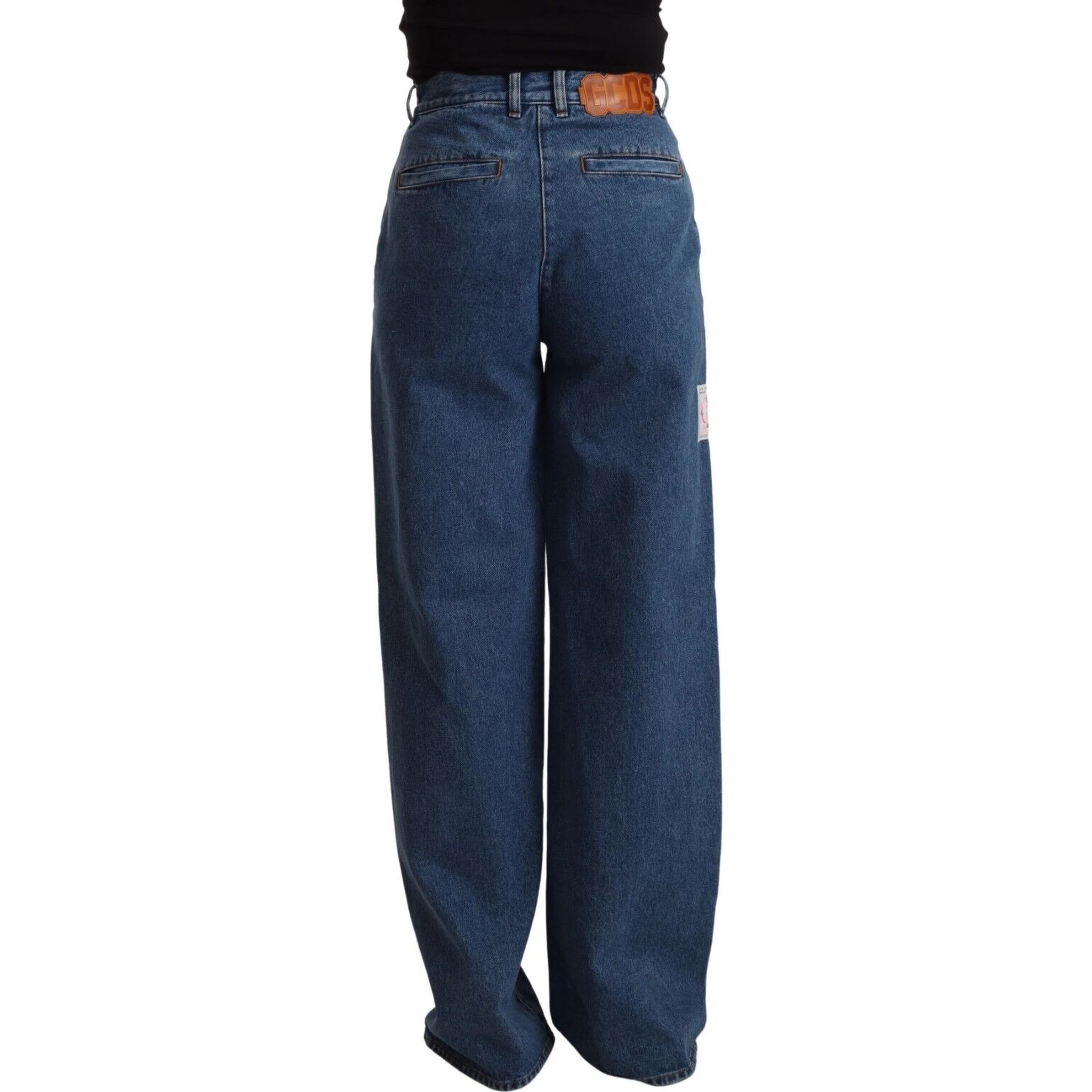 Blue Cotton High Waist Wide Leg Boot Cut Denim Jeans