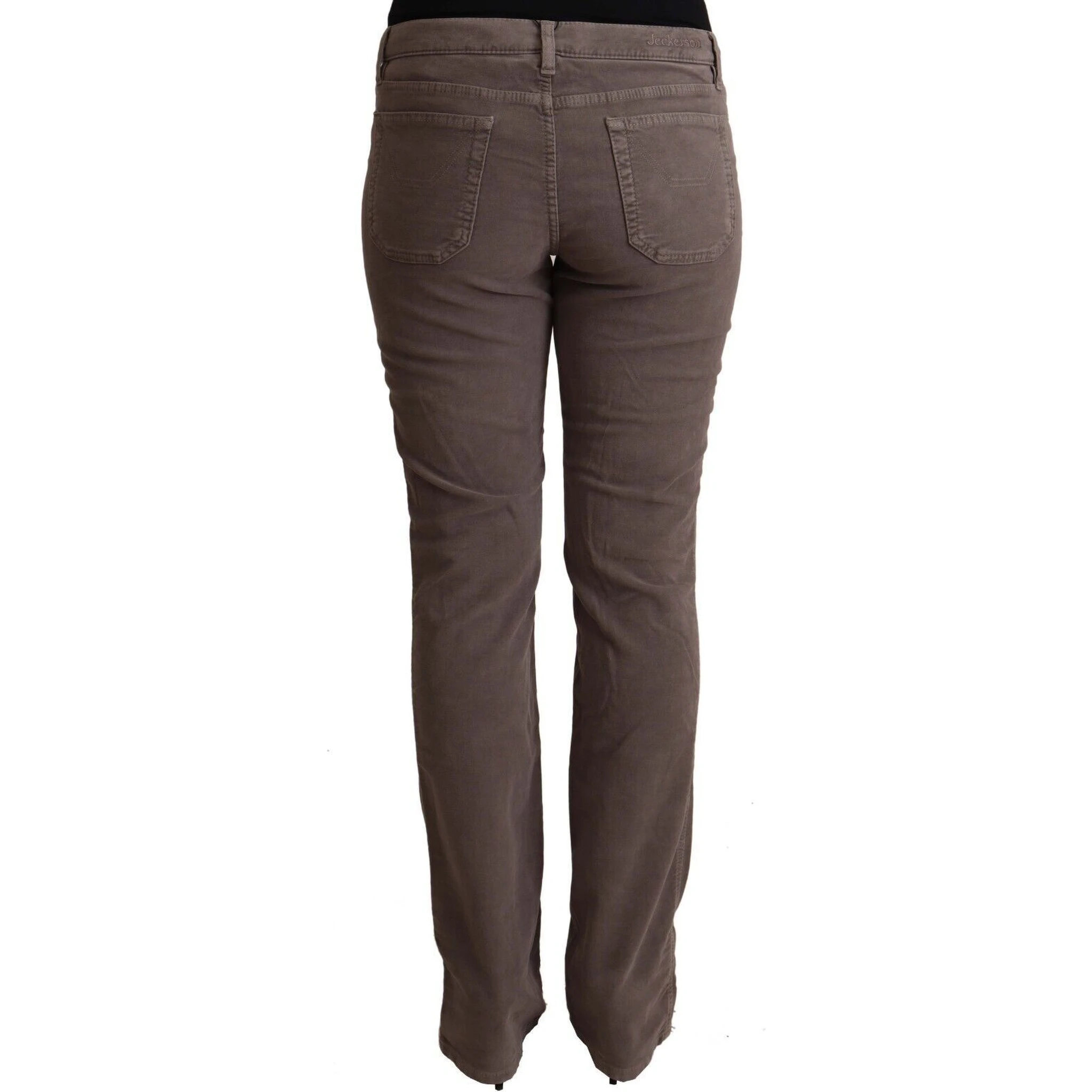 Brown Cotton Low Waist Iconic Patches Leg Denim Jeans