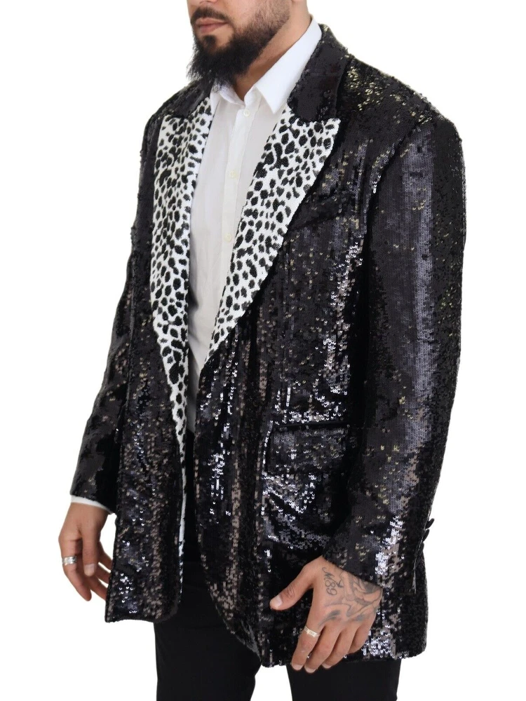 Black Sequined Cow Pattern Nylon Blazer alternative