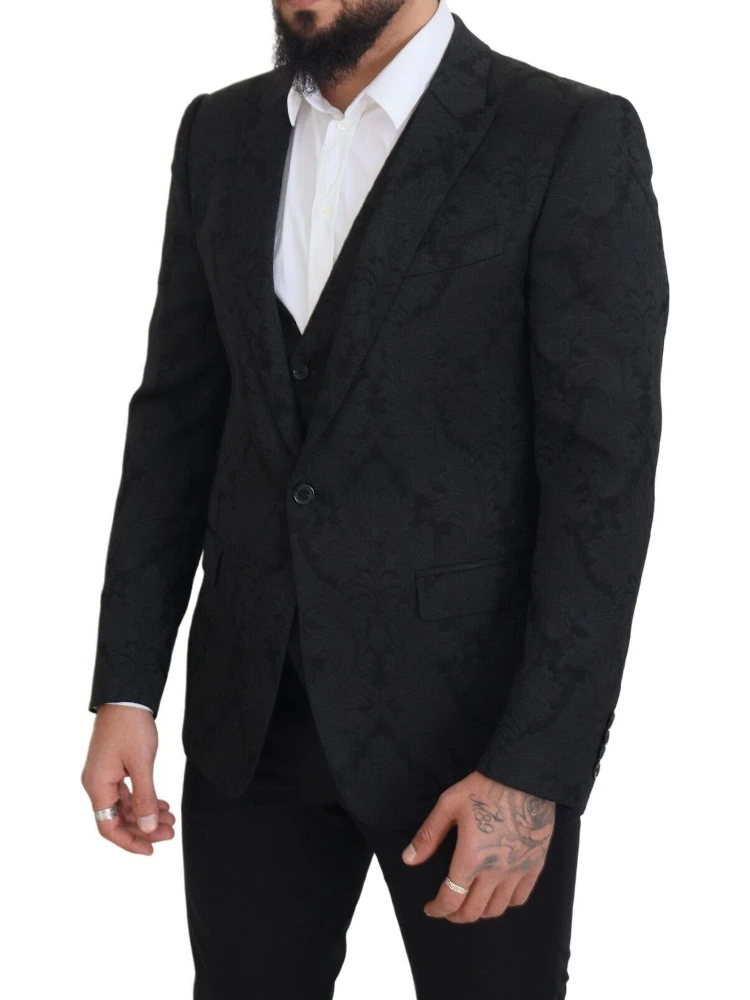 Black Floral Brocade 2 Piece MARTINI Suit alternative