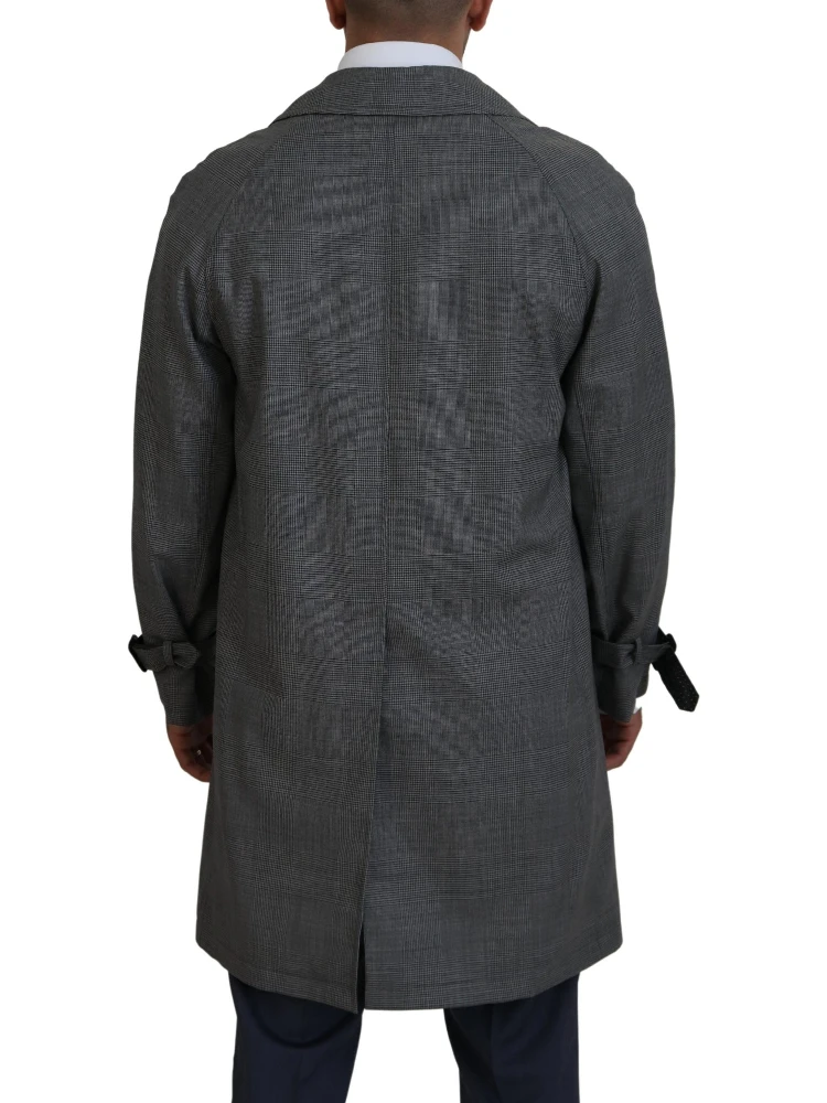 Gray Wool Plaid Long Trench Coat Jacket Trench Coat Jacket alternative