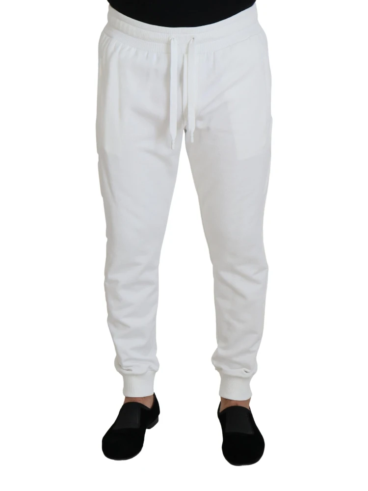 White Sport Logo Cotton Sweatpants Trousers Pants
