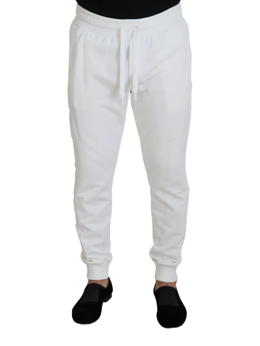 White Sport Logo Cotton Sweatpants Trousers Pants