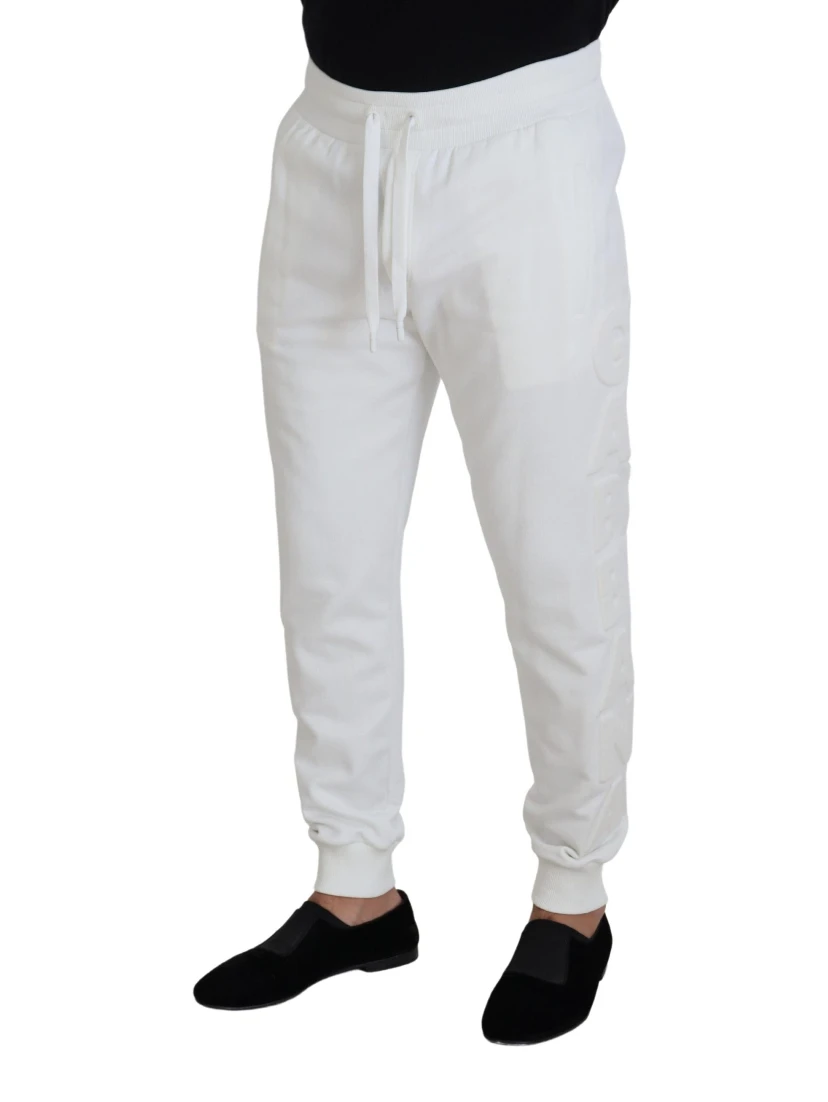 White Sport Logo Cotton Sweatpants Trousers Pants