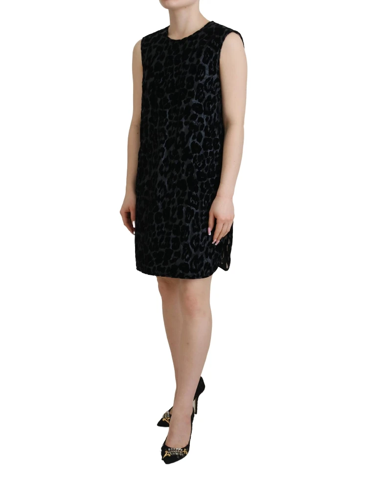 Black Leopard Shift Mini Polyester Dress alternative