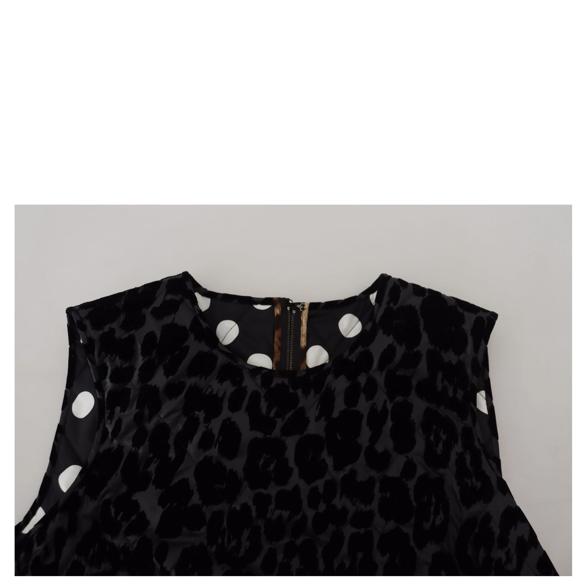 Black Leopard Shift Mini Polyester Dress