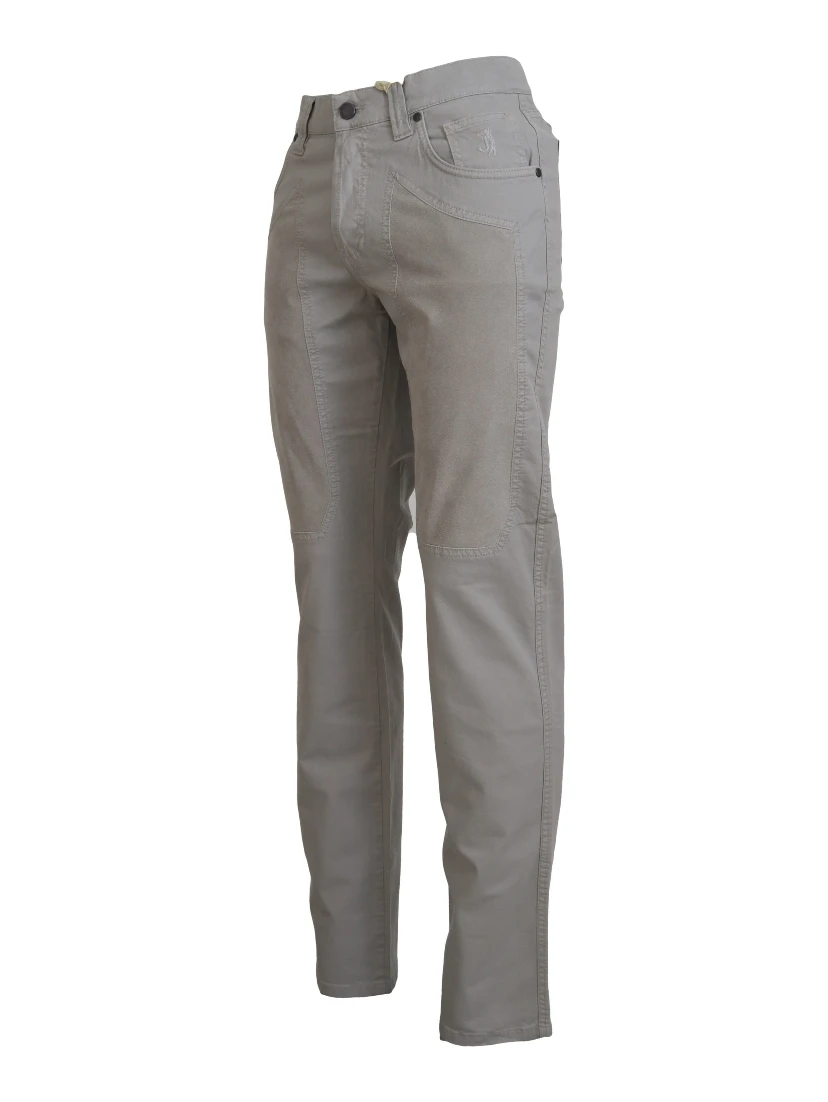 Gray Cotton Tapered Men Casual Pants