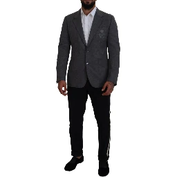 Gray Wool Stretch Slim Fit Jacket Blazer