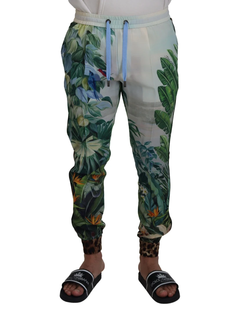 White Floral Printed Men Jogger Pants