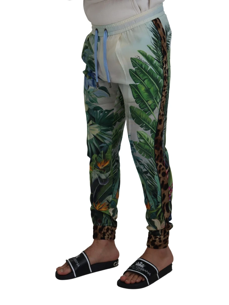 White Floral Printed Men Jogger Pants alternative