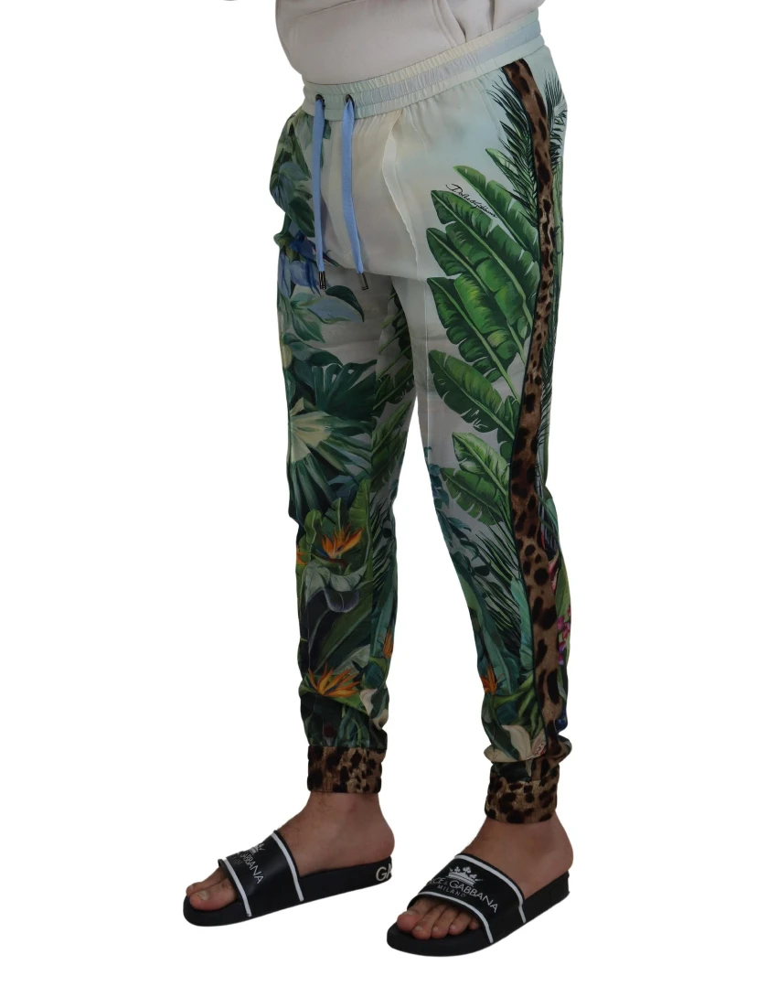 White Floral Printed Men Jogger Pants