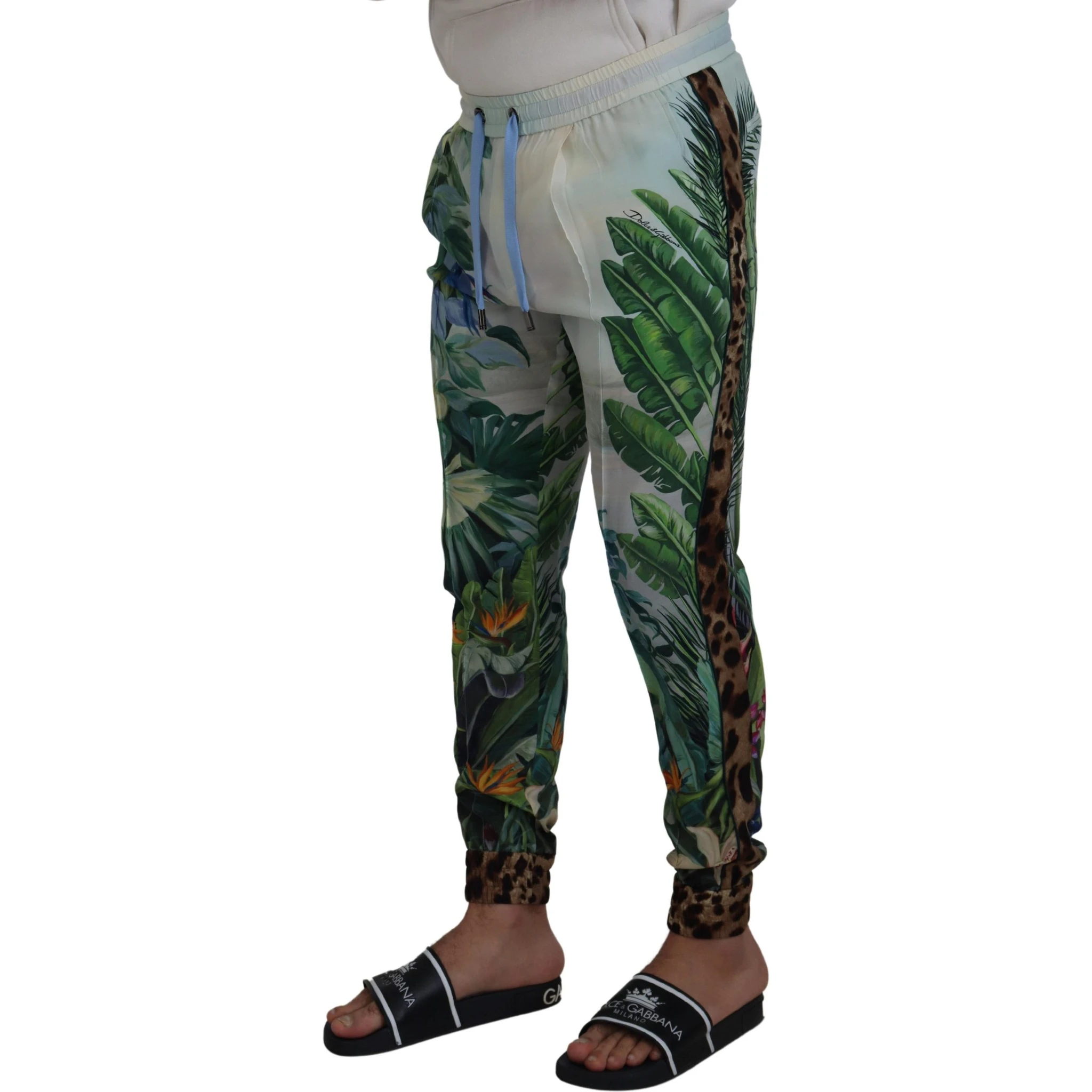 White Floral Printed Men Jogger Pants