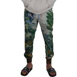 White Floral Printed Men Jogger Pants