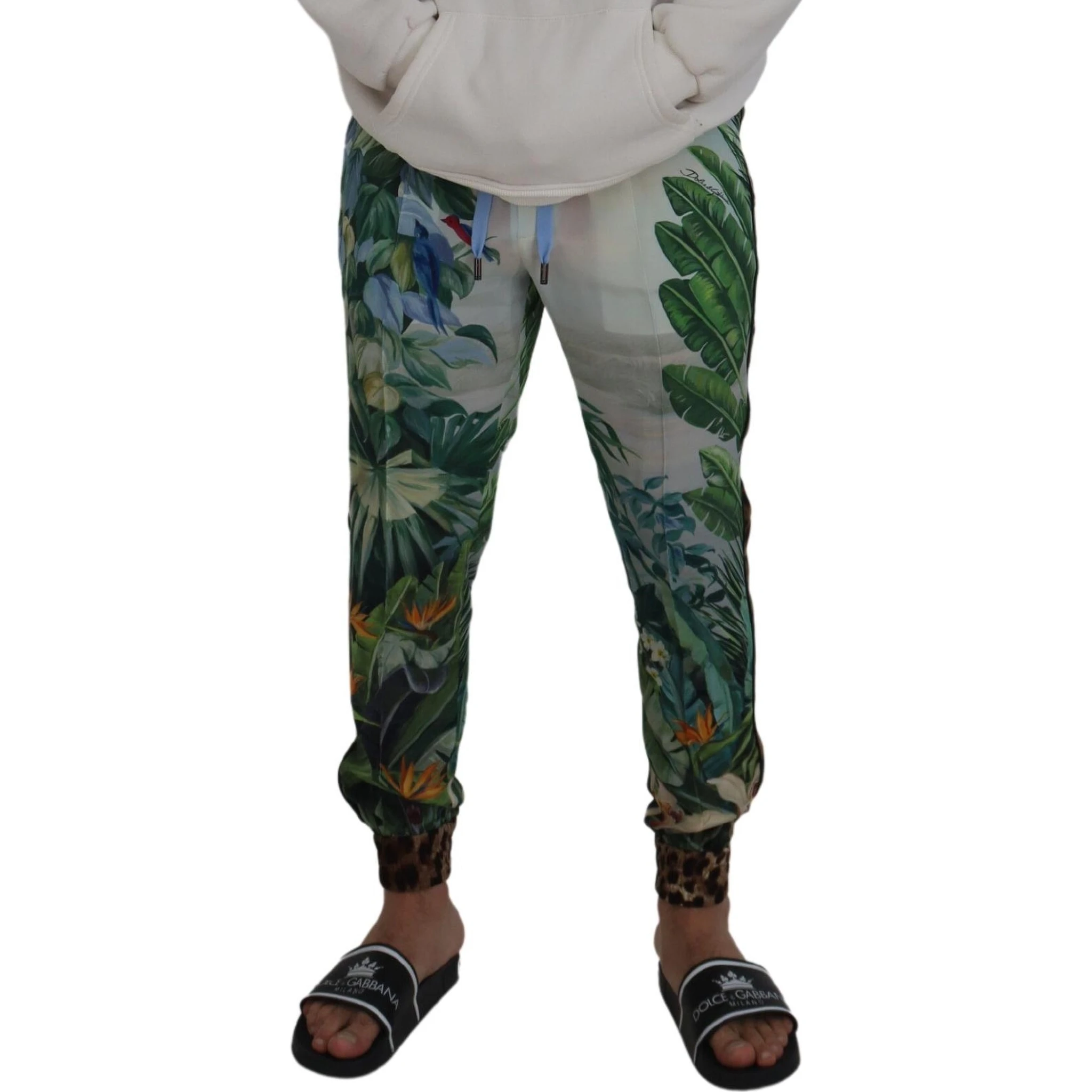 White Floral Printed Men Jogger Pants
