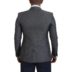 Gray Wool Silk Slim Fit Jacket Blazer