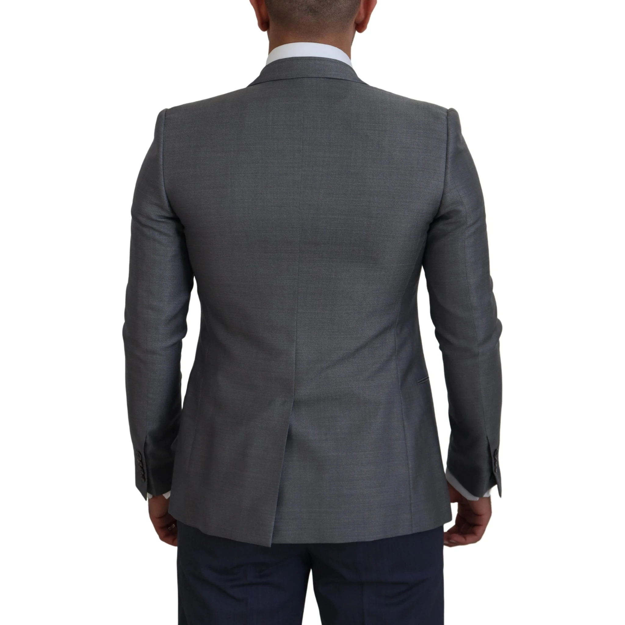 Gray Wool Silk Slim Fit Jacket Blazer