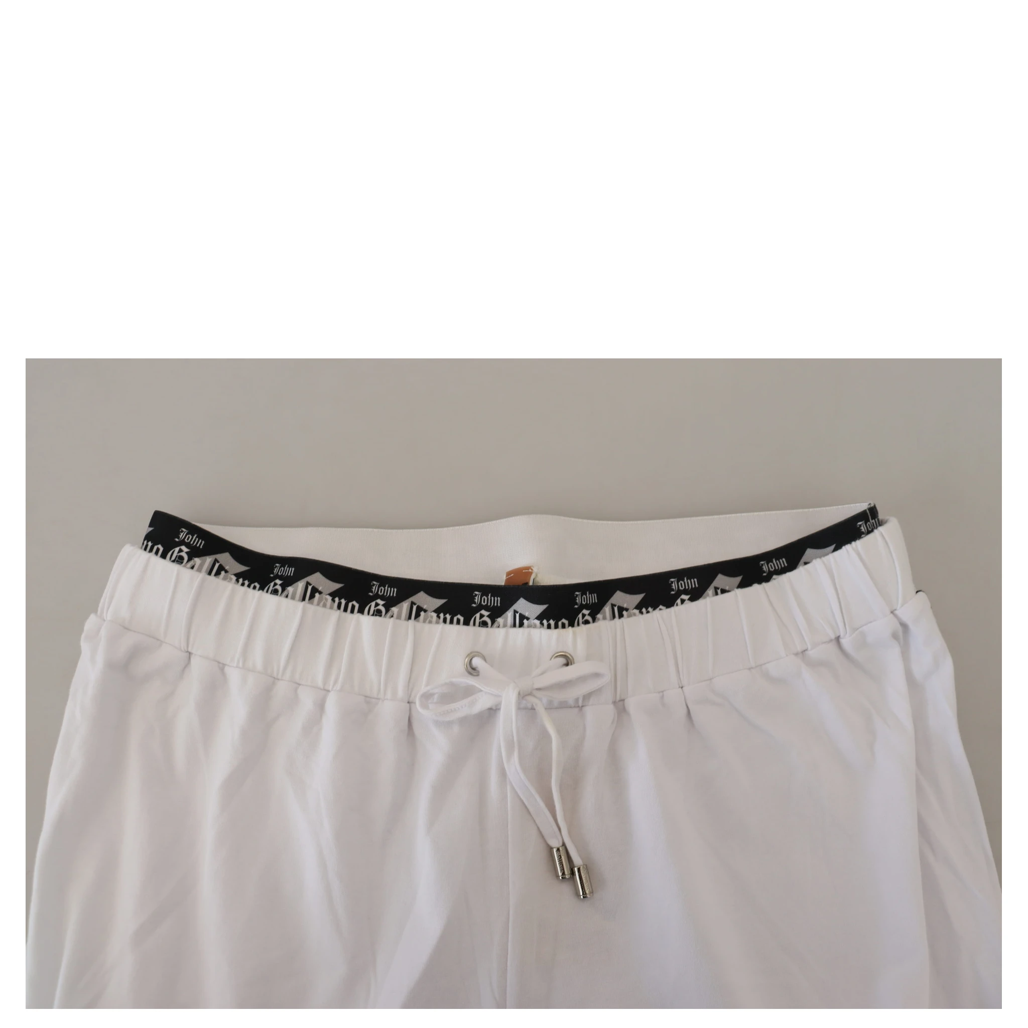 White Cotton Logo Loose Men Pants