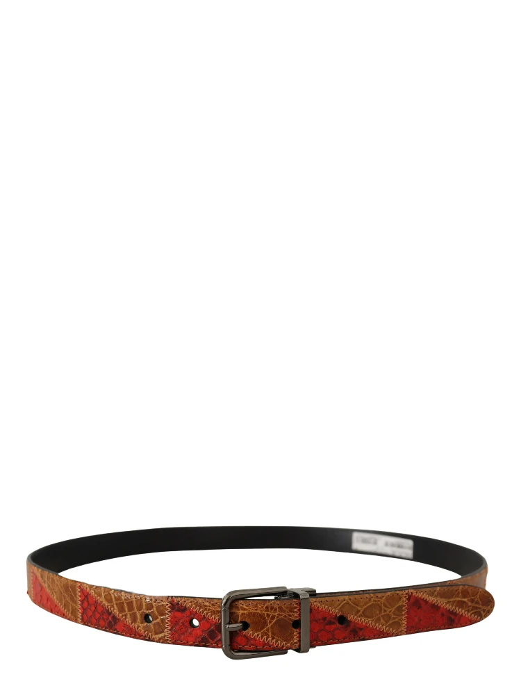 Multicolor Exotic Vintage Chrome Buckle Belt