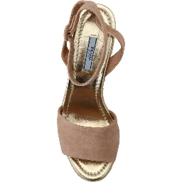 Pink Suede Leather Ankle Strap Sandals