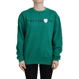 Green Printed Long Sleeves Pullover Sweater