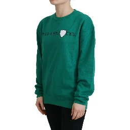 Green Printed Long Sleeves Pullover Sweater