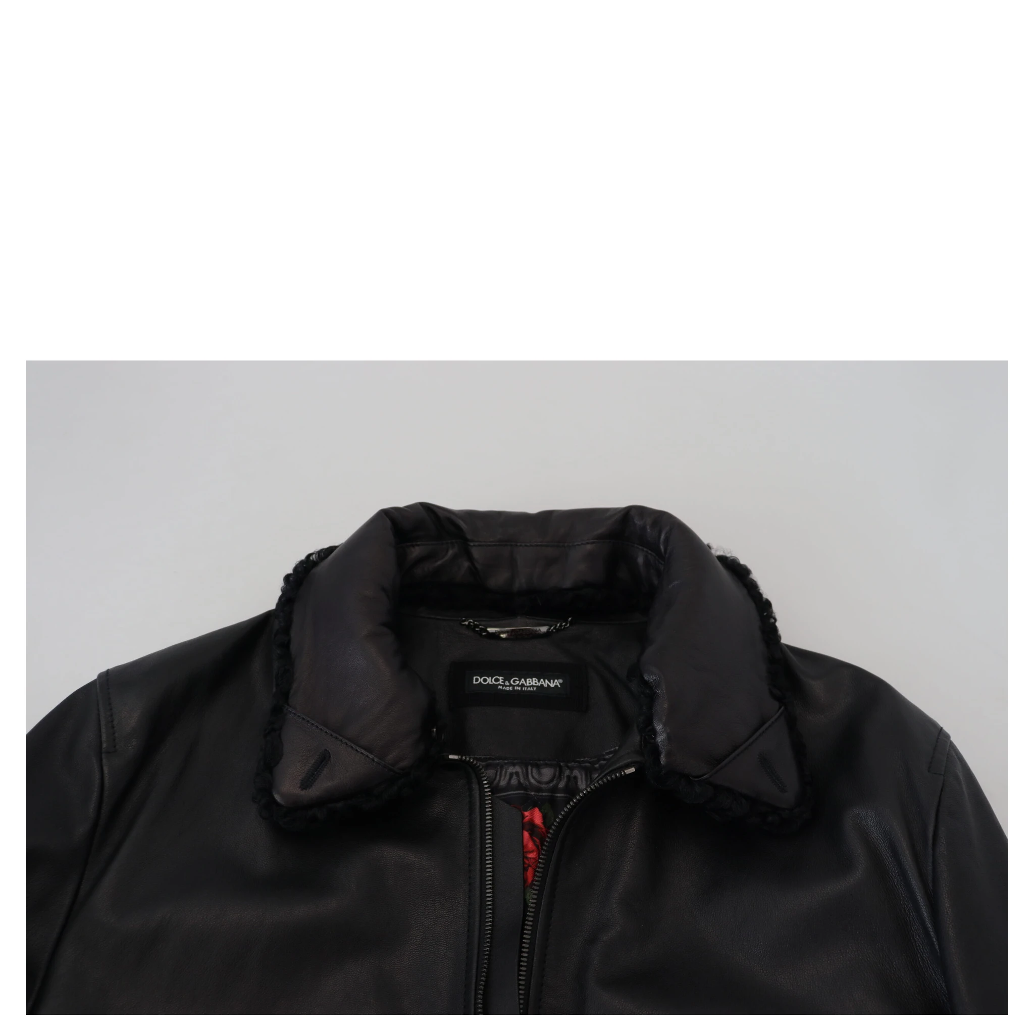 Black Lamb Leather Collared Men Coat Jacket