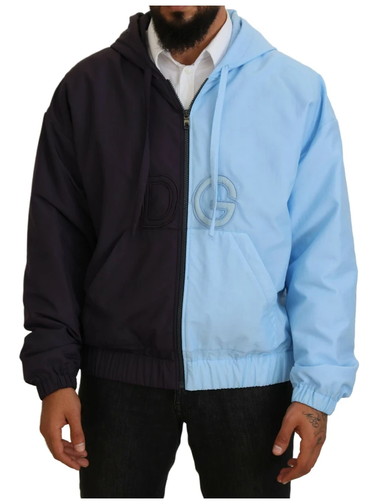 Black Blue DG Hooded Full Zip Men Jacket