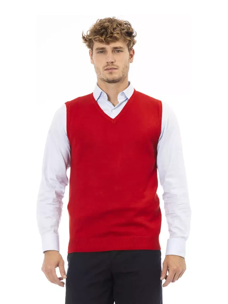 Red Viscose Sleveless Jacket