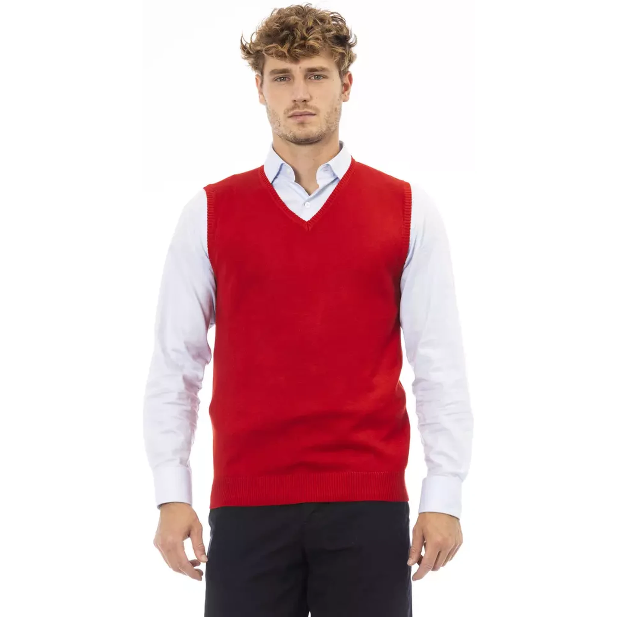 Red Viscose Sleveless Jacket