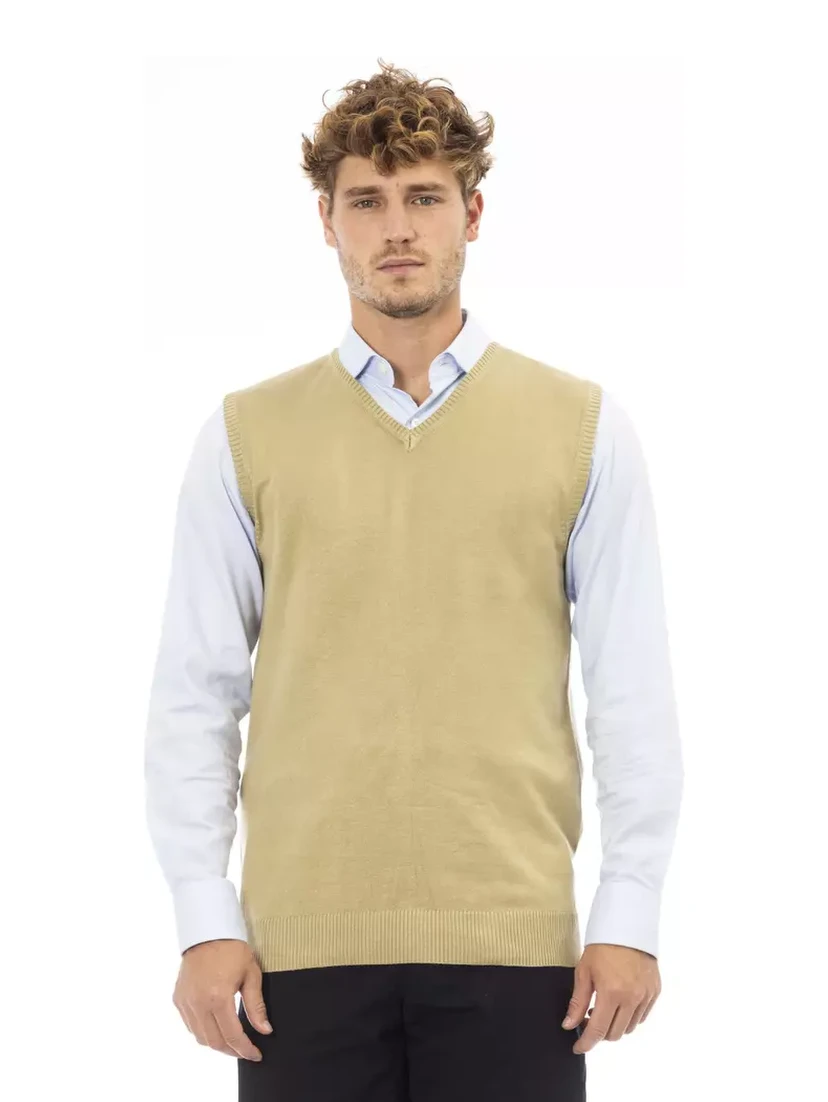 Beige Viscose Sleveless Jacket