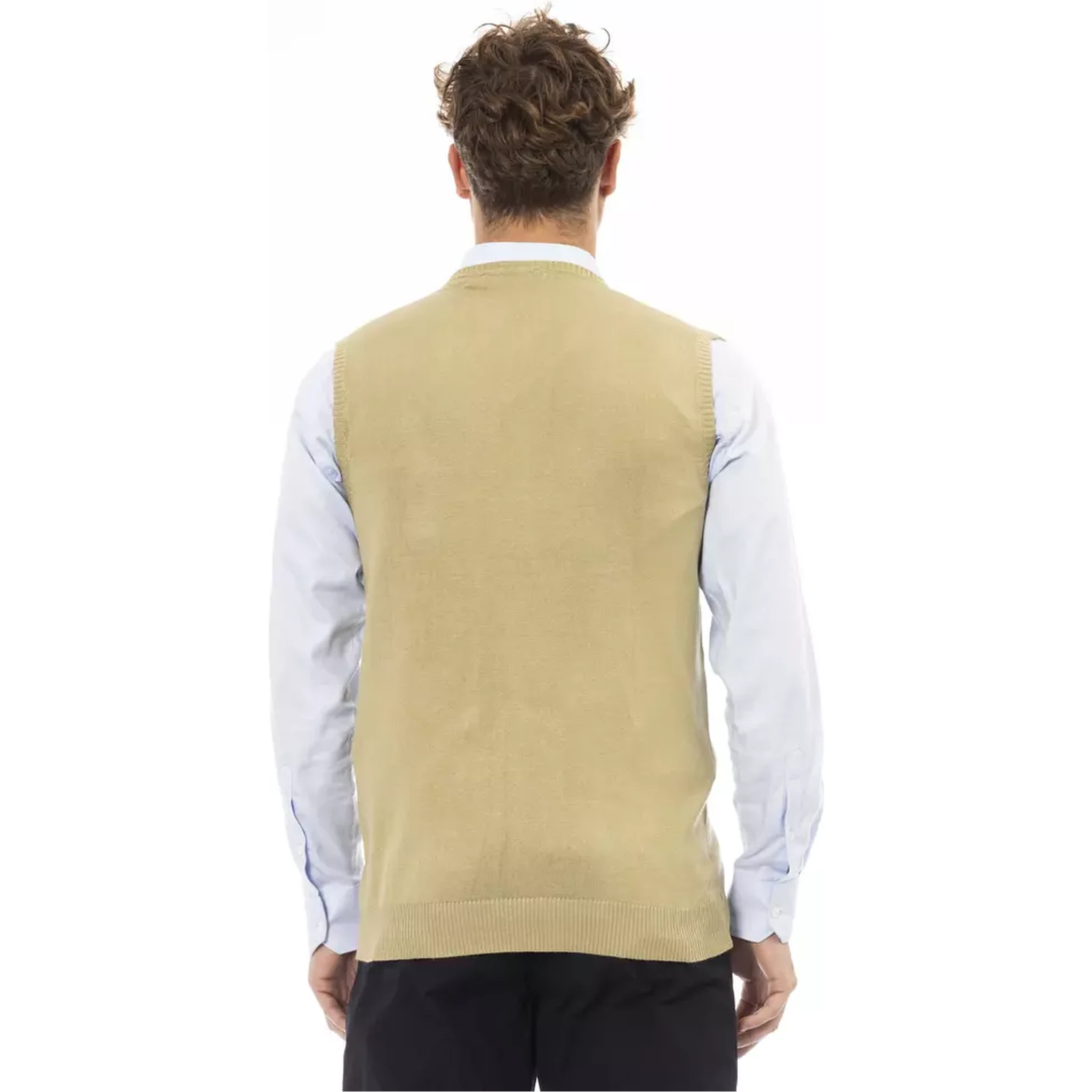 Beige Viscose Sleveless Jacket