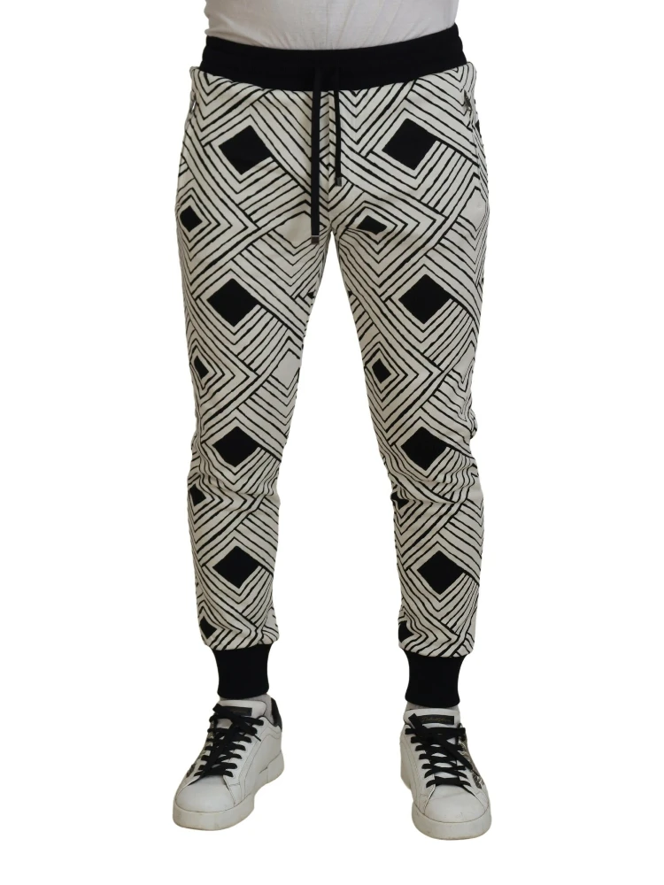 Black White Cotton Trousers Sport Pants