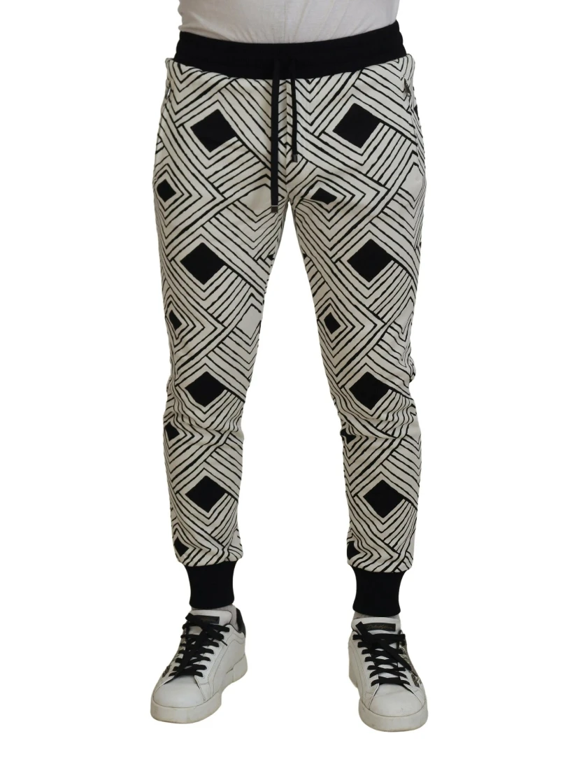 Black White Cotton Trousers Sport Pants