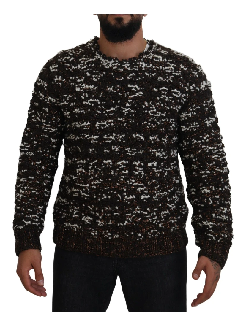 Brown Knitted Wool Fatto A Mano Sweater