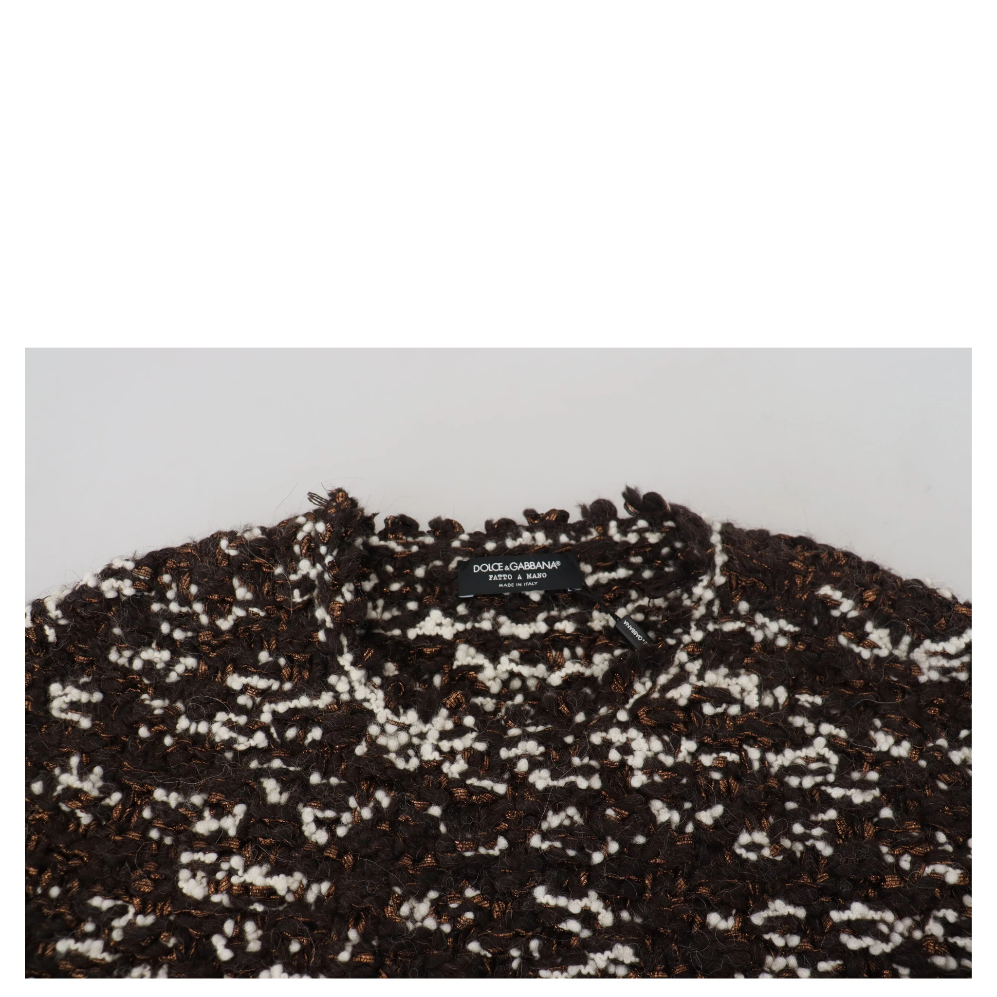 Brown Knitted Wool Fatto A Mano Sweater