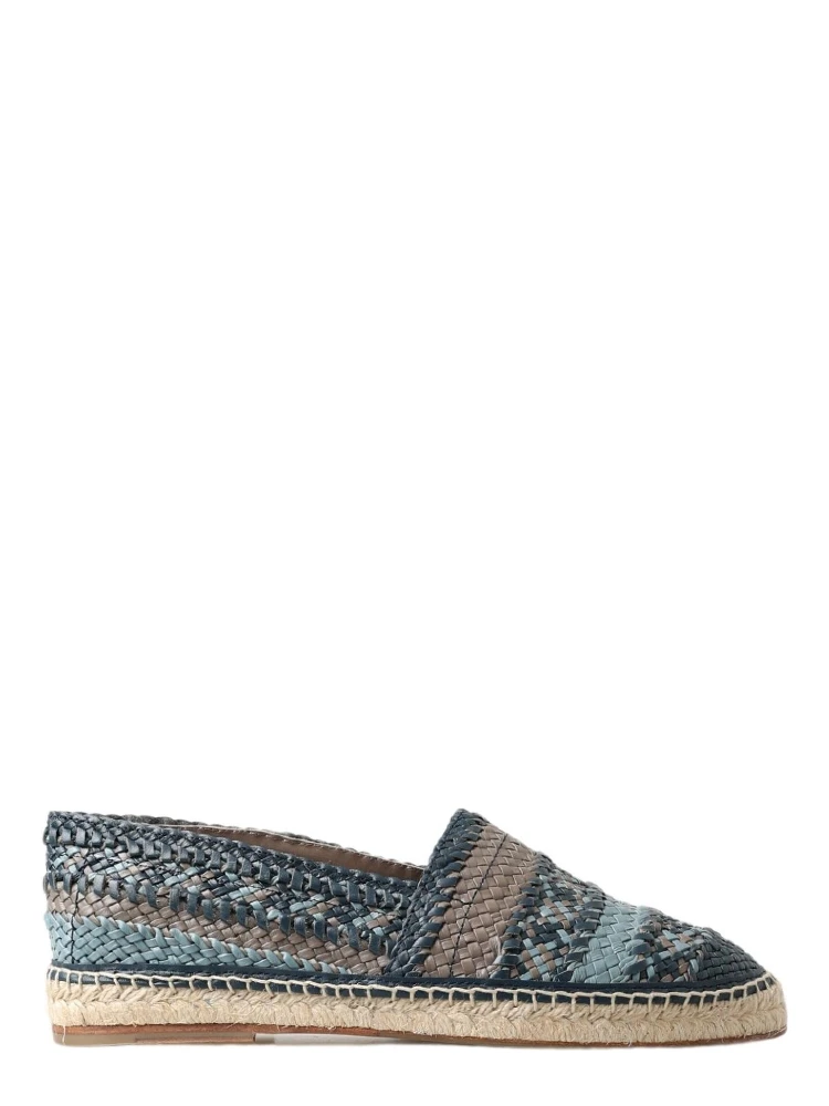 Blue Gray Leather Buffalo Espadrille Shoes