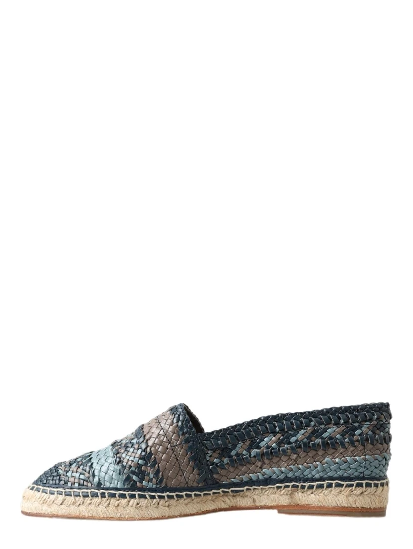 Blue Gray Leather Buffalo Espadrille Shoes