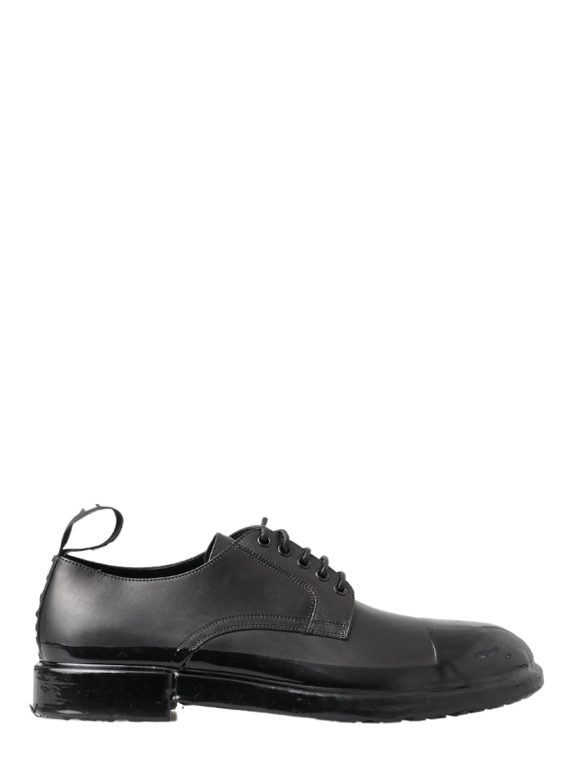 Black Leather Derby Dress Shoes