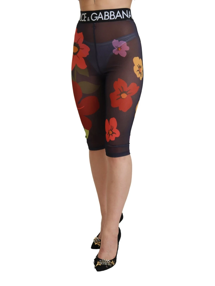 Black Floral Leggings Stretch Waist Pants alternative