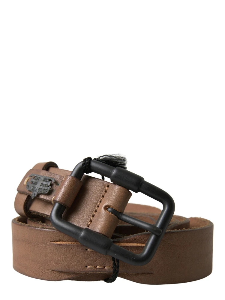 Brown Leather Metal Buckle Waist Men Belt alternative