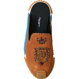 Brown Suede Crown Logo NS1 Slides Sandals