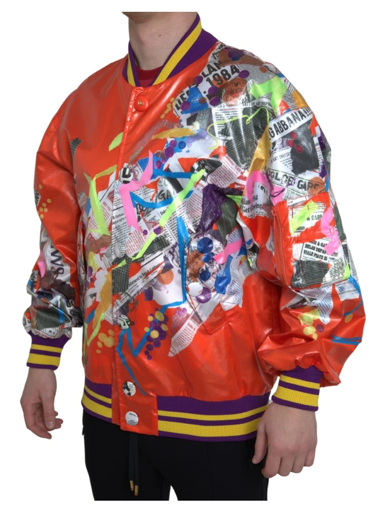 Orange Polyester Button Blouson Jacket alternative